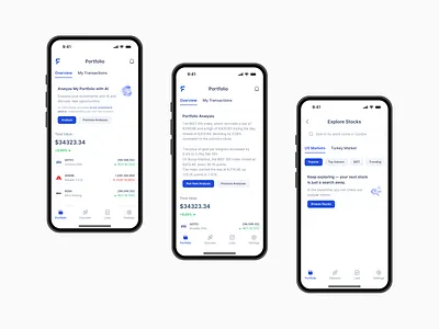 Finapp Finance ai ai finance analyses application discover excange finance finance app market portfolio portfolio analysis ui ux