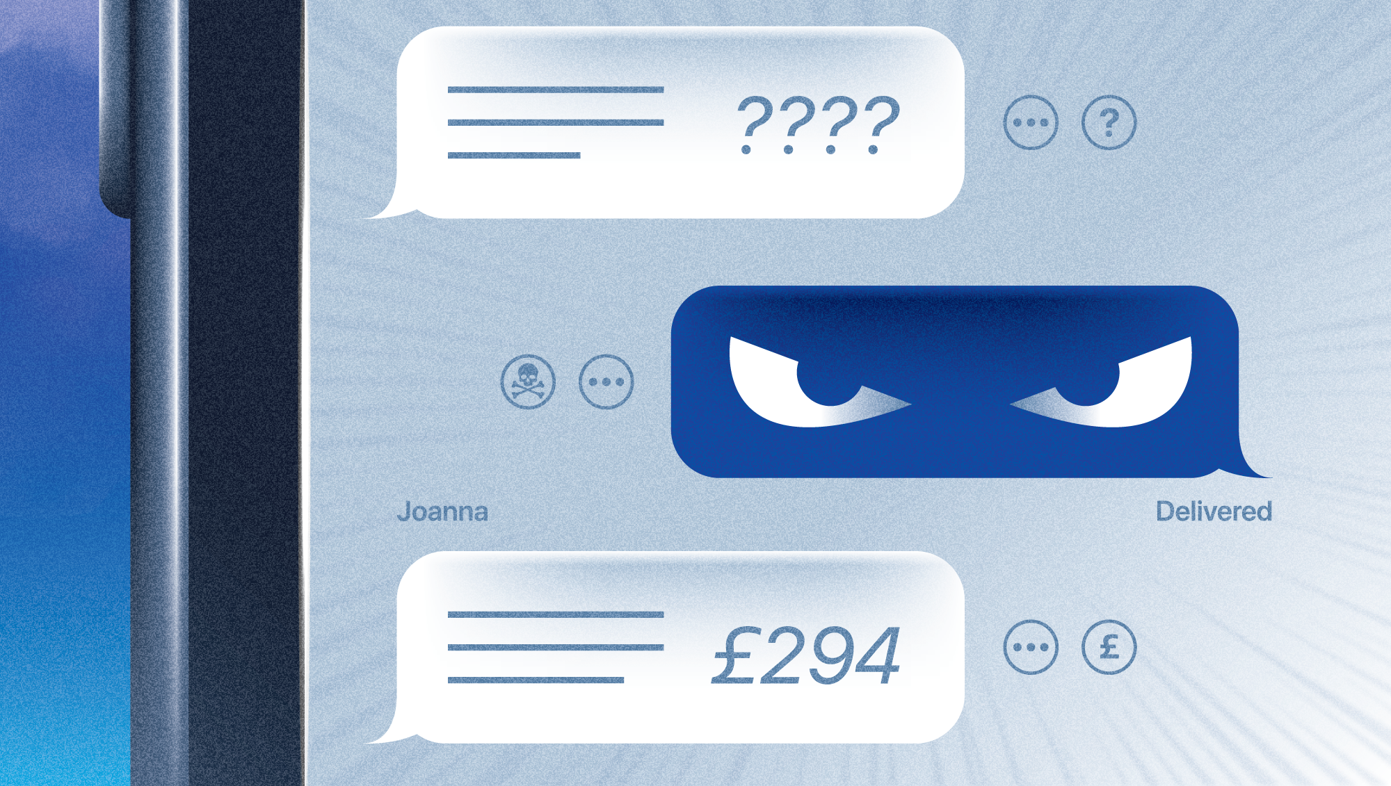 Scammed £1k by fraudsters in Booking.com app (Which? Travel) eye illustration message phone screen