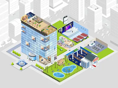 Isometric Resort Facility Illustration hotel illustration isometric resort vector