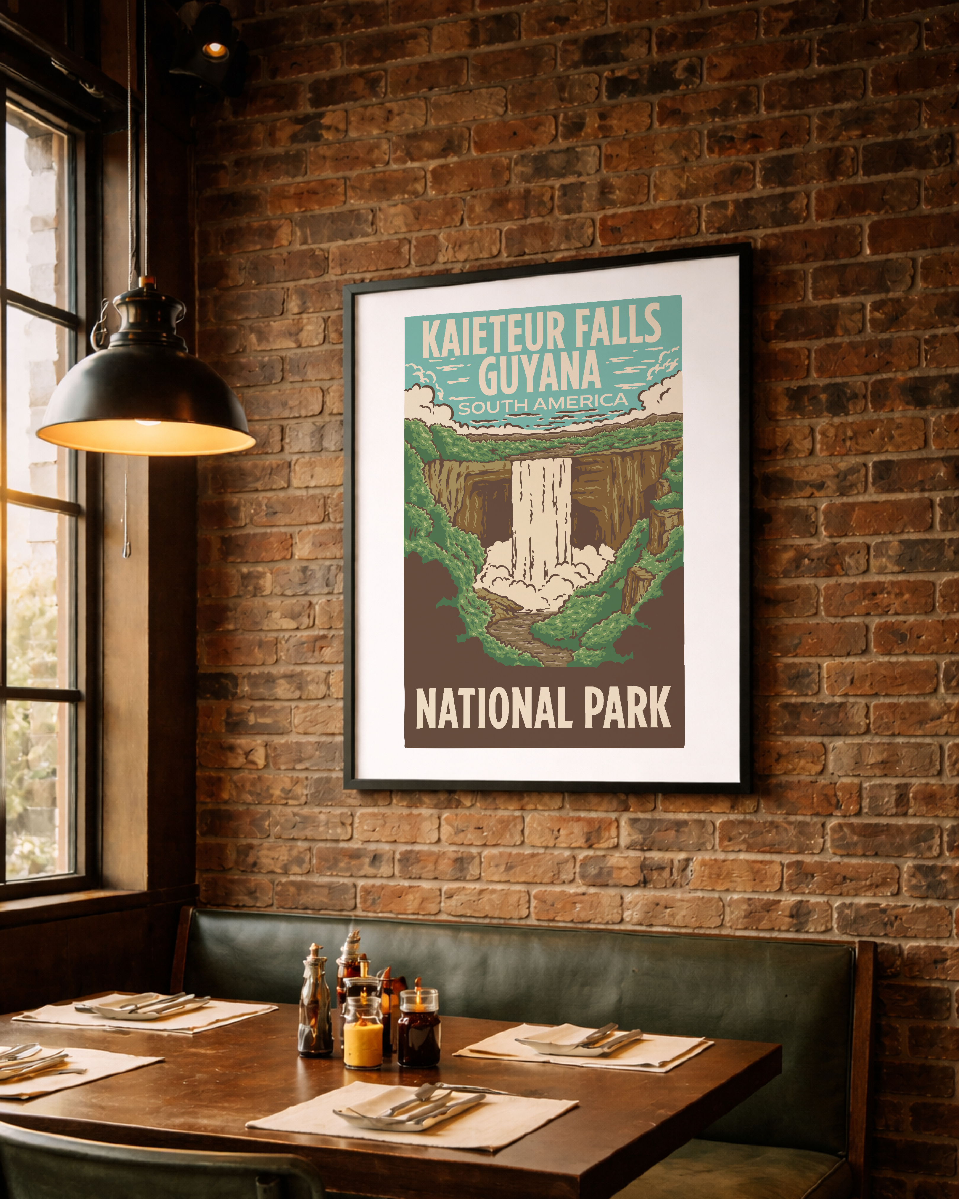 Vintage Outdoor Kaieteur Falls Poster Design branding design graphic design illustration logo mountain nature poster poster design vector