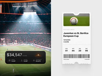 Sports Event UI dark ui event app sports ui ticket design widget ui