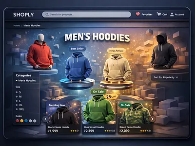 3D Men’s Hoodie E-commerce UI design figma design ui ui ux design ux web design