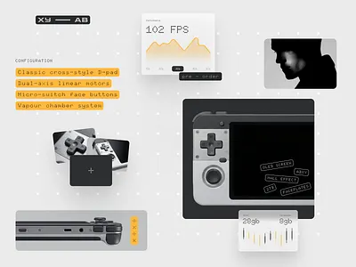 Performance and customisation 2026 component design cyberpunk dark ui gaming ui graphs industrial design infographics interface modular product design tech spec ui