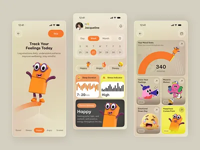Mood Tracking App UI ai app app design daily habits daily mood data visualization emotion tracking emotional health health app health care ios app mental health mental health app mental wellness mobile app mood tracker mood tracker app mood tracking therapy wellness