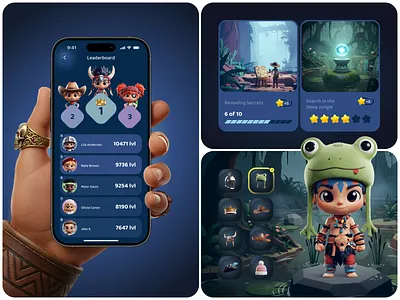 Mobile Game UI/UX Design android app design character customization fantasy ui game app design game ui game ux gamification interface interface design ios leaderboard ui level selection mobile app mobile game ui product design progress tracking ui ux visual design