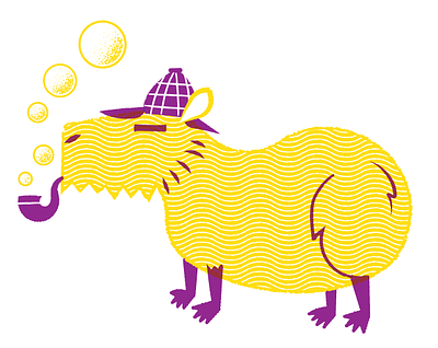 Detective Capybara adobe illustrator capybara detective editorial editorial illustration illustration texture vector