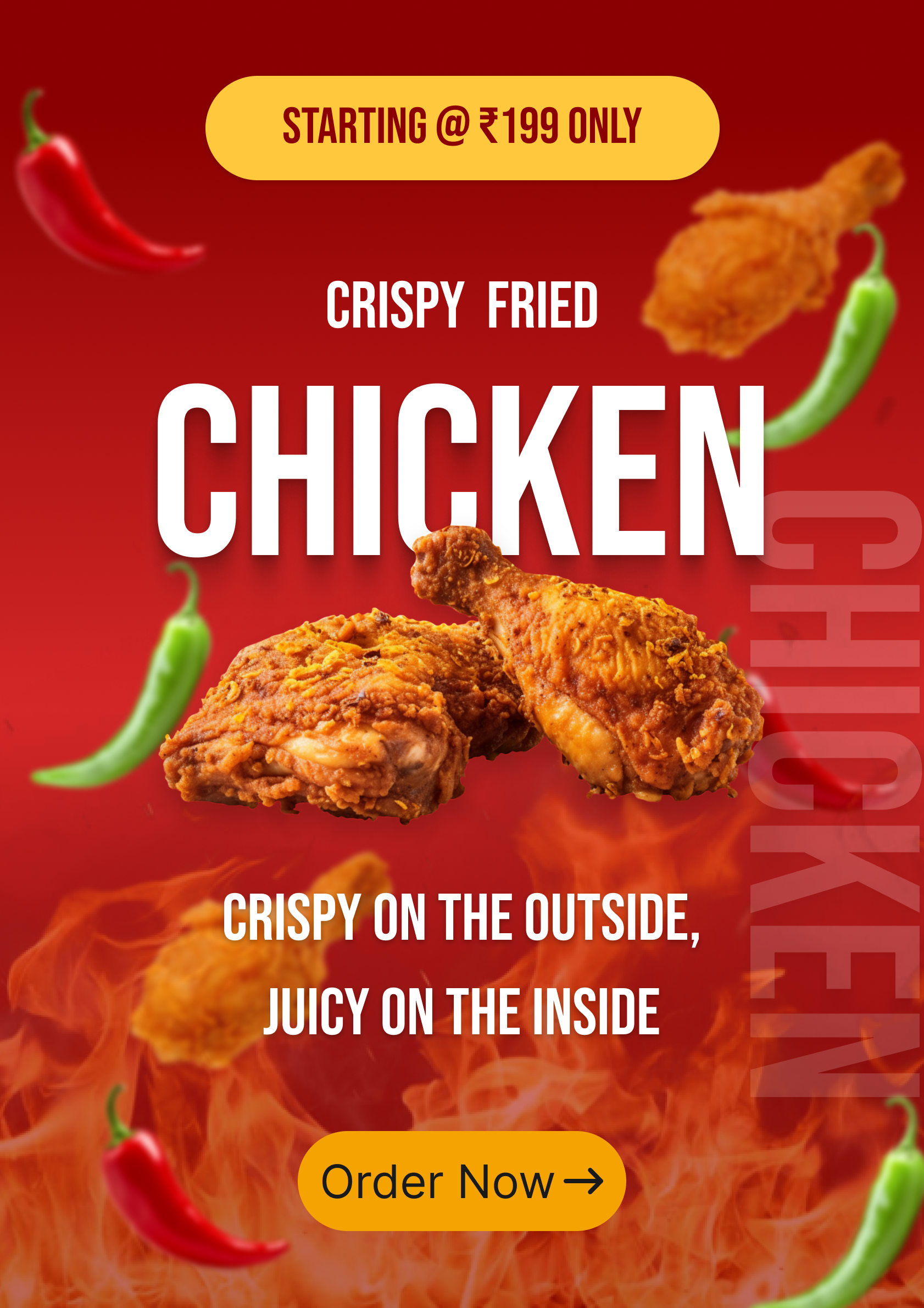 Crispy Fried Chicken Poster chickenposter figma ixd mobiledesign poster posterdesign ui uiux ux webdesign