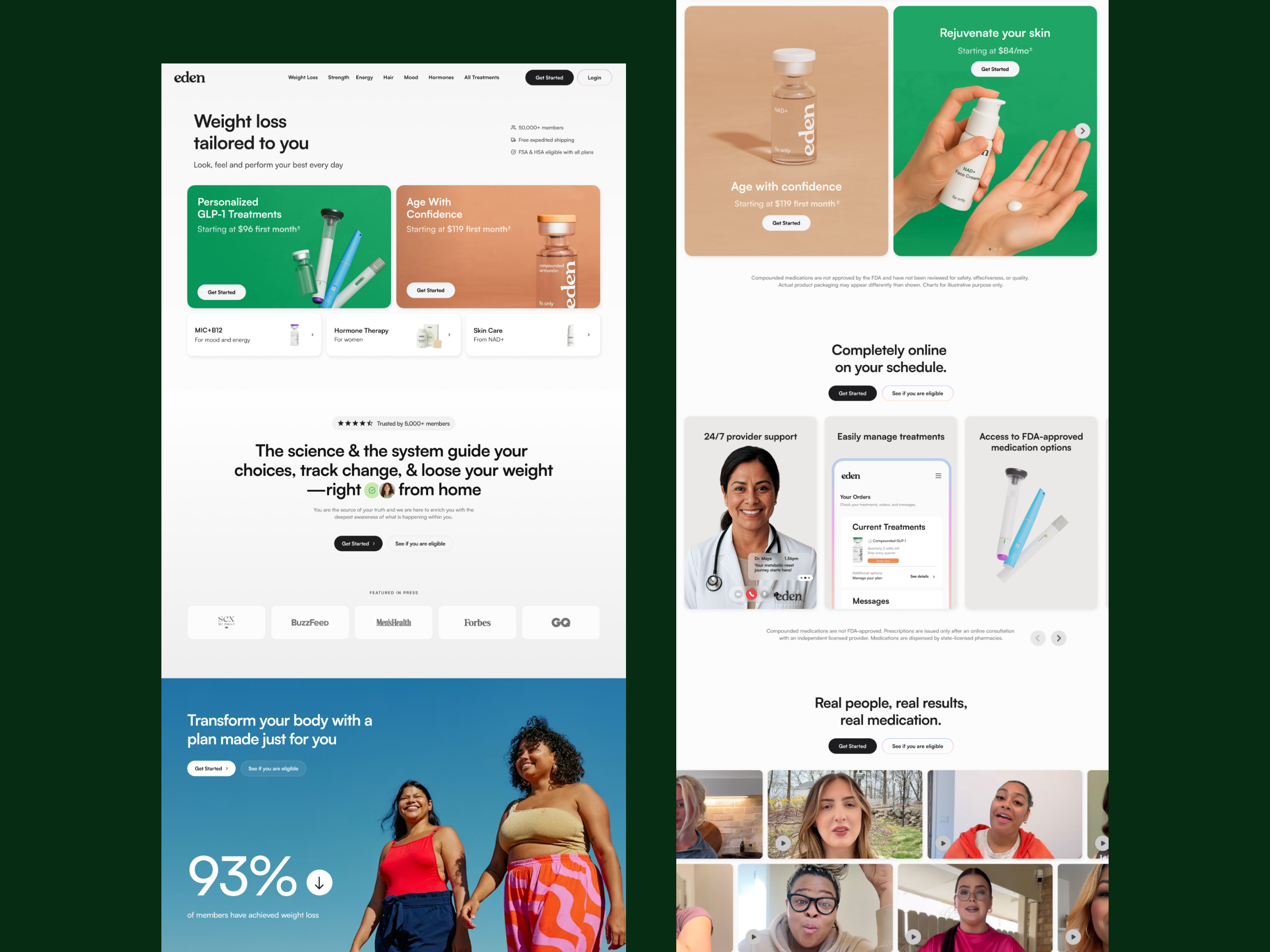 Tryeden - Longevity & Weight Loss Telehealth Website design template eden eden by dstudio eden telehealth eden website ellara telehealth glp 1 design template glp 1 treatment healthcare website template skin care telehealth landing page template telehealth website telehealth website template tryeden tryeden landing page tryeden website web design website weight loss