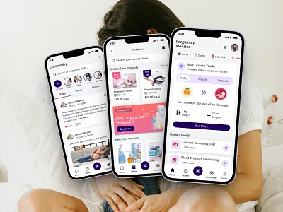 Pregnancy Monitoring App appdesign babycare healthapp healthcare medicalapp motherhood pregnancy pregnancyapp pregnancytracker ui uidesign uxdesign wellness womenhealth