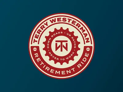 Terry Westerman Retirement Ride seal badge bike circle gear logo