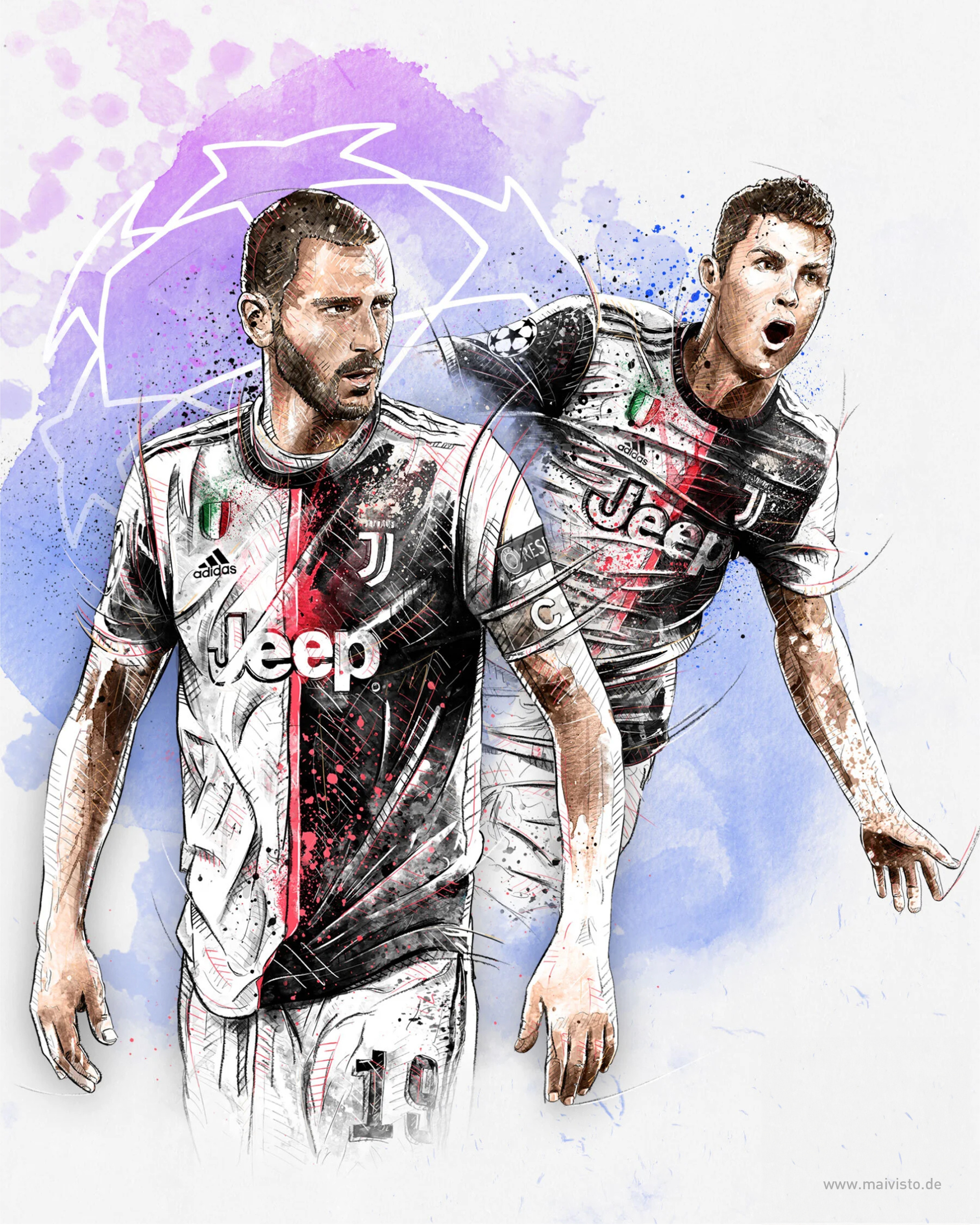 Illustration created for Juventus Football Club. champions league drawing football illustration illustration ink juventus pencil photoshop sports art wacom watercolor