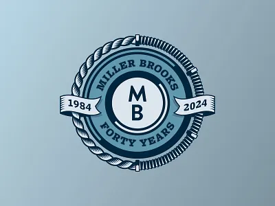 Miller Brooks 40th anniversary badge advertising agency badge banner forty hose ribbon rope seal years
