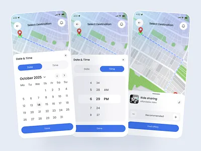 Ride Sharing Mobile App UI – Smart, Fast & Seamless Booking ai app app design bike share booking app branding car taxi bike driving ios design map mobile mobile app online booking passengers product design ride ride booking ride sharing taxi booking time ui