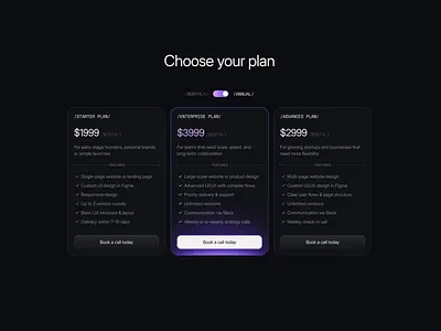 SAAS - Pricing Section UI Design black branding clean dark design details gradients graphic design illustration logo minimalist modern simple typography ui ux