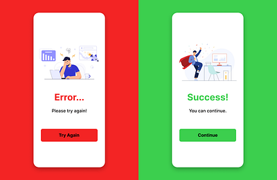 Daily UI :: 011 Flash message. dailyui dailyuichallenge development digitaldesign error experiencedesign flash message green interfacedesign message mobile mobiledesign red success ui uiuxdesign userinterface uxuidesign