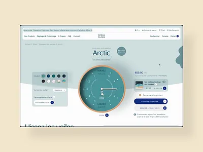 Ocean Clock PDP Redesign custom design dtc dtc brand e commerce e commerce design ecommerce graphic design online shop online store prototype shopify small business smb ui web design webflow