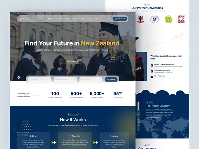 Study Abroad University Application Platform UI app design application platform clean ui dashboard ui education website figma interface design landing page modern ui product design student portal study abroad ui ui design ui ux university website user experience ux design web design website design