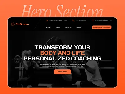 Fitbloom - Fitness Centre Hero Section Design creative hero figma fitness fitness design ideas fitness hero design fitness hero ideas fitness hero ui framer designer framer developer hero design figma hero ideas hero section hero section design hero section ui hero ui krafted