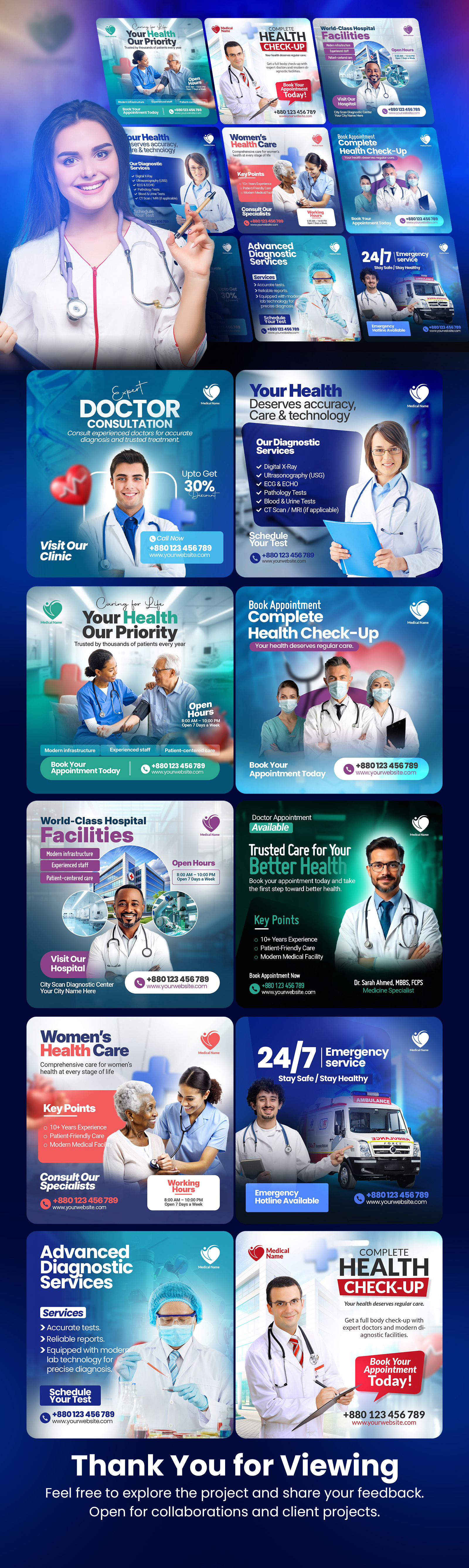 Social Media Design for Medical, Healthcare Branding clinic post healthcare social media medical branding medical design social media design