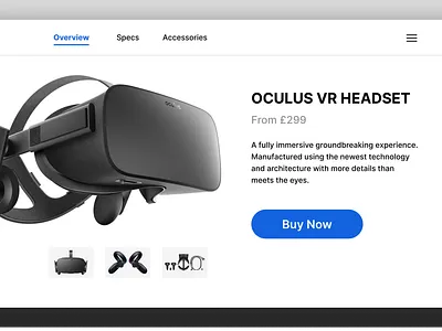 Daily UI :: 012 E-Commerce Shop single product. appdesign branding dailyui dailyuichallenge digitaldesign ecommerce experiencedesign headset interfacedesign productdesign start ups ui uiuxdesign userinterface virtualreality vr vr headset vrdesign webdesign