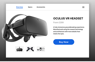 Daily UI :: 012 E-Commerce Shop single product. appdesign branding dailyui dailyuichallenge digitaldesign ecommerce experiencedesign headset interfacedesign productdesign start ups ui uiuxdesign userinterface virtualreality vr vr headset vrdesign webdesign