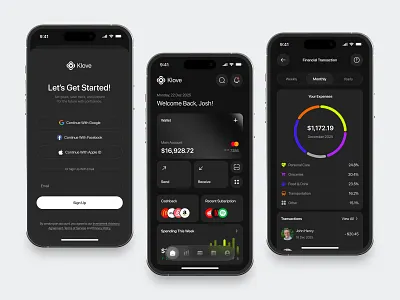 Personal Finanse Mobile App app card chart clean dark finance fireart glass manage money new track ui ux