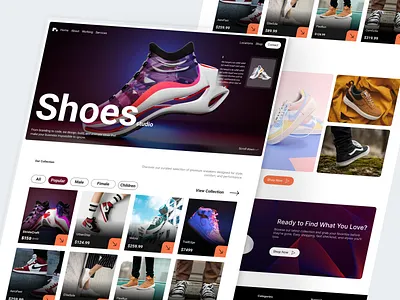 Modern Shoes eCommerce Website UI Design brand website creative web dribbble shot ecommerce ui fashion ecommerce footwear website landing page design minimal ui modern website online store product page responsive design shoe ecommerce shopping website sneaker website ui design ui ux ux design web design website concept