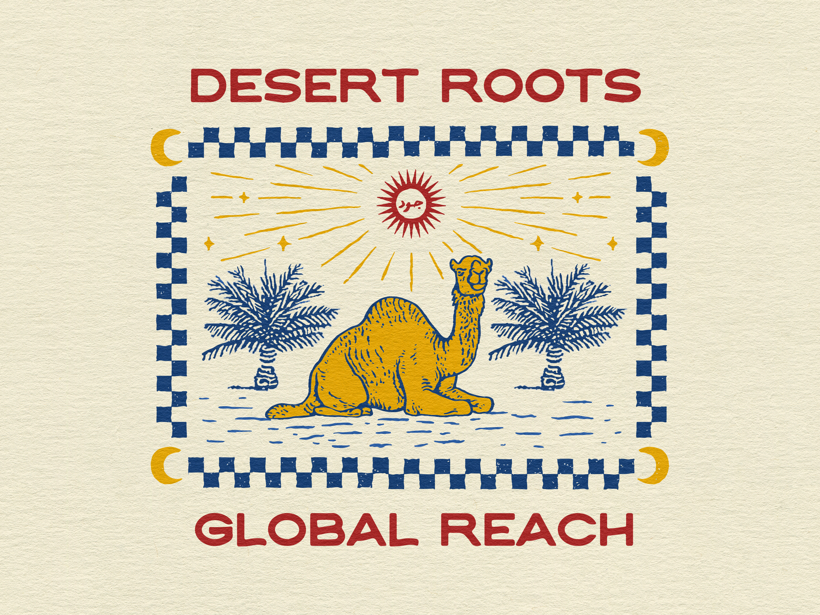 Joud Coffee : Vintage Merch Illustration apparel artwork branding camel checkerboard coffee coffee shop desert graphic design hand drawn illustration merch merchandise outdoor palm retro t shirt uae vintage vintage illustration