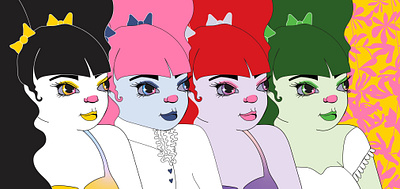 bubblegum girls female goth illustration punk vector