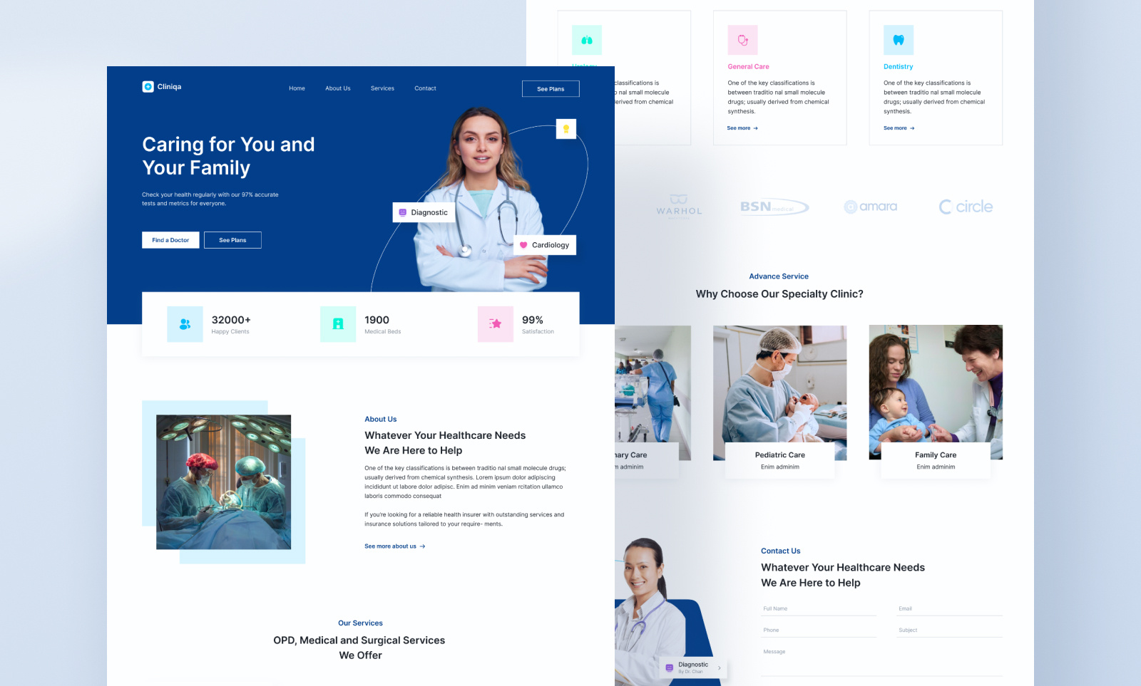 Landing Page Design for Healthcare Sector figma graphic design healthcare interface landing page medical ui ui ux design ux web design