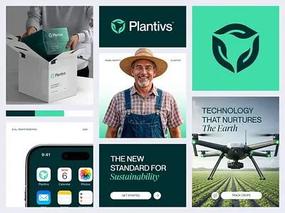 Plantivs Visual Identity abstract logo agri tech brand brand identity branding creative gradient logo green growth intelligent leaf logo logo animation logo design modern logo protection sustainable visual identity