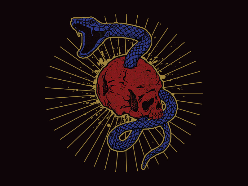 Snake Skull band tee digital art hand drawing illustration merch metal band punk punk rock skull snake vector