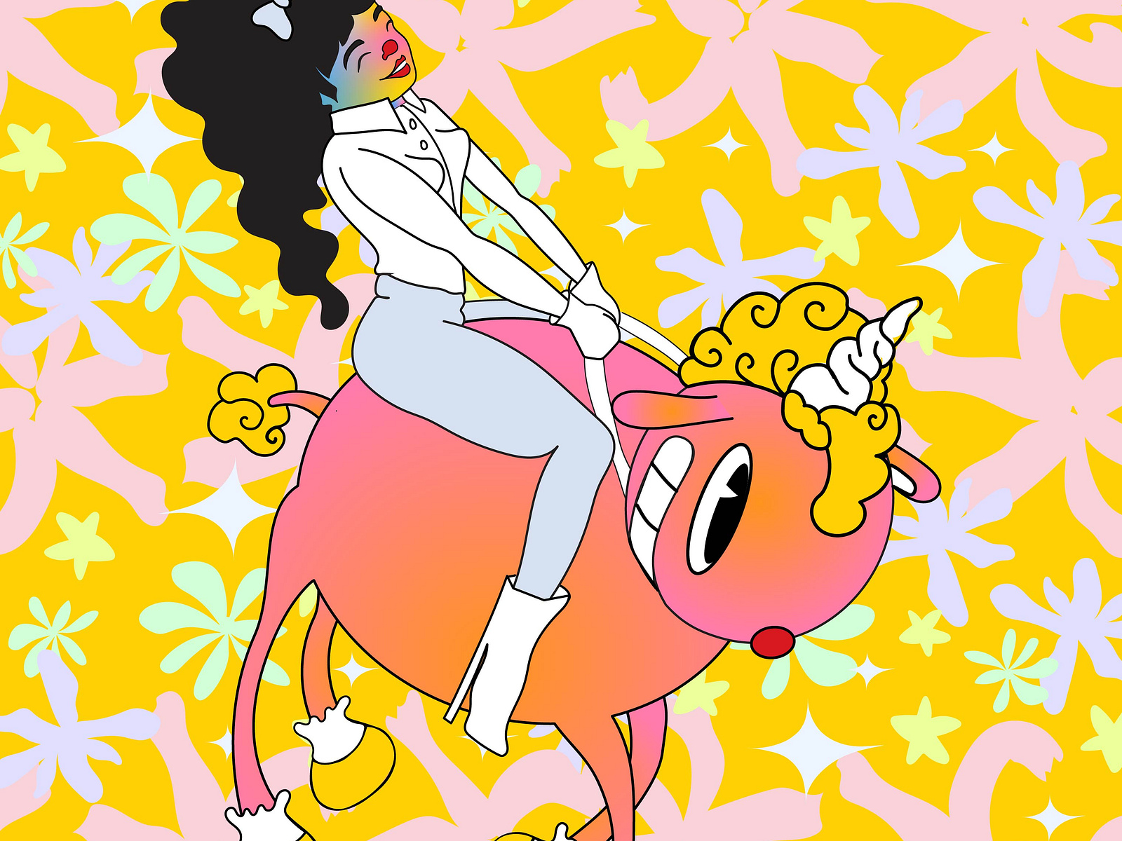 girl riding unicorn by Felicia Denton on Dribbble