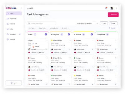 Task Management Dashboard dashboard desktopapp figma moderndesign projectmanagement saas taskmanagement ui ux webdesign