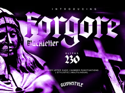 Forgore Blackletter blackletter font dark gothic font dramatic typography fantasy typography fraktur type gothic branding gothic font horror typography medieval calligraphy medieval typography metal band font old english font streetwear font tattoo lettering vintage blackletter