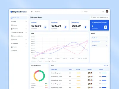 Simple Invoicing Platform - Dashboard Design app clean dashboard design design system experience financial fintech interface invoice minimal platform saas sleek ui ux