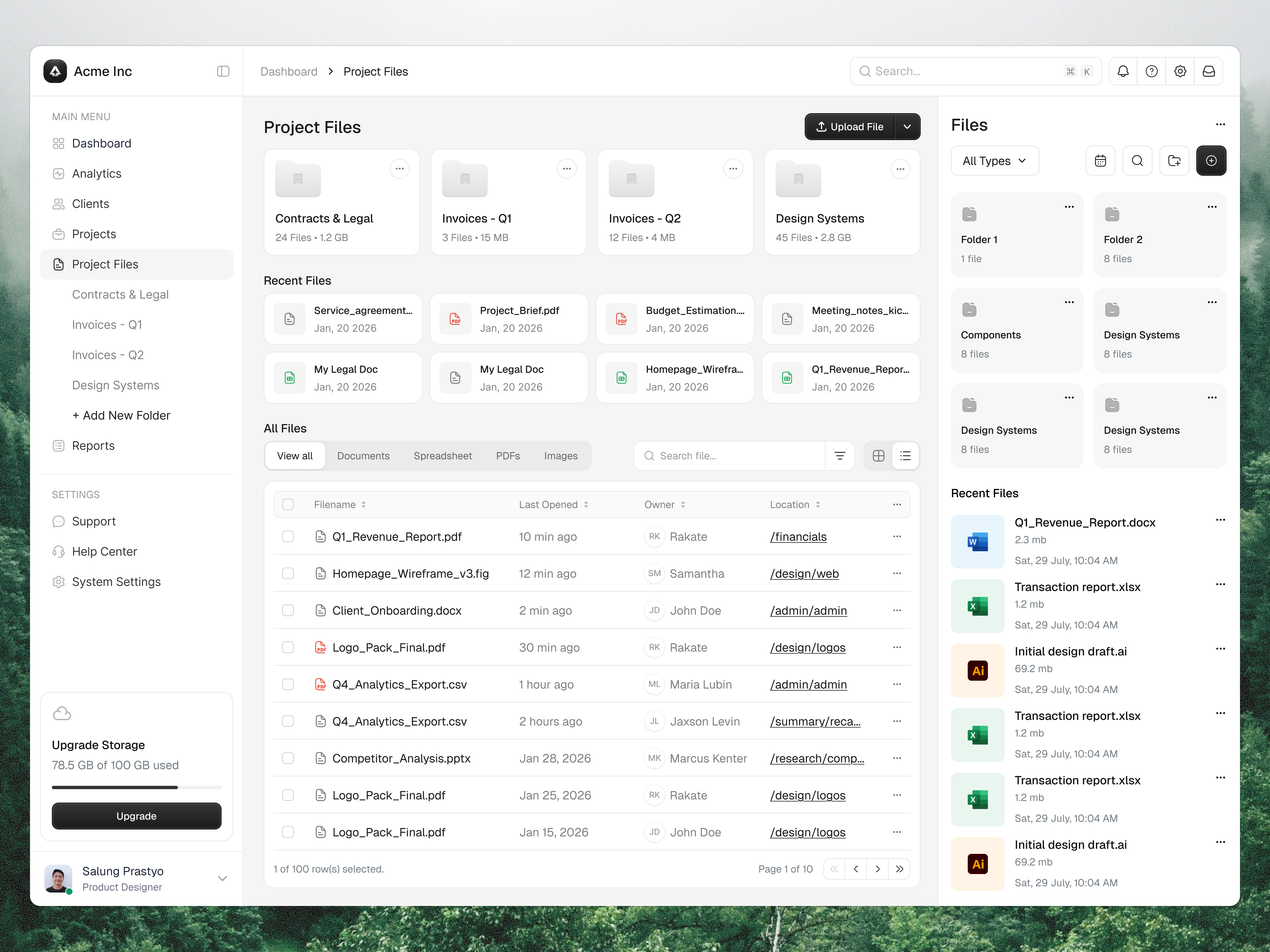 Example of Minimal File Manager UI