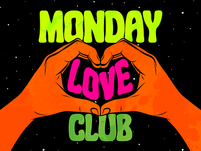 Monday Love Club color colorful design fantasy illustration monday typography vector