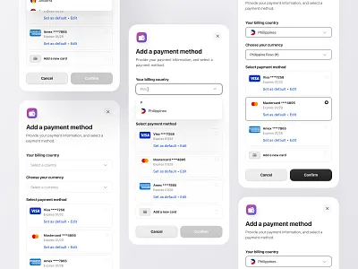 Add Payment Method - Modal app design bank detailes card checkout design forms mobile design modal online payment payment payment method payment modal paypal ui ui design uiux user interface design