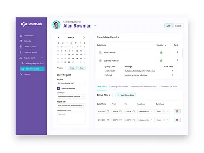 HRD Management dashboard app ui