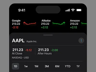 Stock Market Analytics Mobile App analytics app app clean ui minimal ui mobile modern app news app stock app trading app ui ux