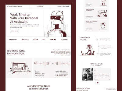 Aivora - AI Productivity Assistant Website ai ai assistant ai assistant website ai platform ai tools intelligent ai landing page product design saas tech startups ui uiux design ux web design