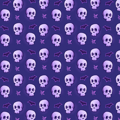 Cutecraft Witch Things Pattern Design - Coordinate 1 bat cartoon illustration dark digital art fantasy art goth illustration pattern design skull surface design witchcraft