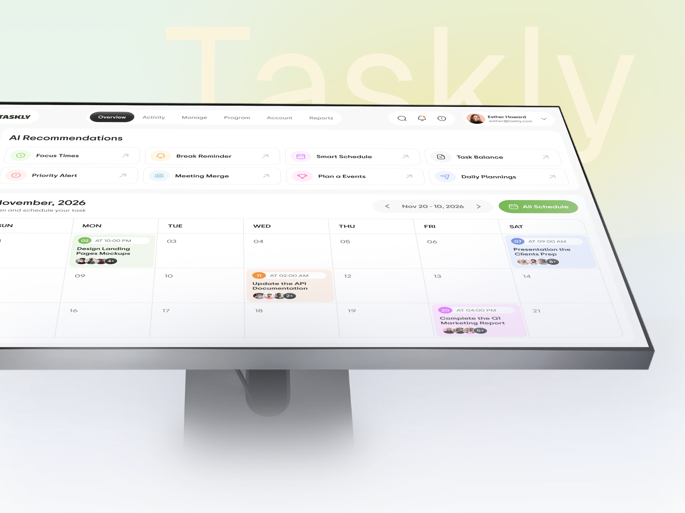 AI Smart Task & Focus Tracker Dashboard ai ai design analytics dashbaord automation calendar calendar app calendar bookin calendar schedule calendar task data visualization focus meet calendar productivity app saas saas dashboard smart dashboard task management time tracking ui ux web app