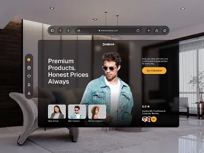 Apple Vision Pro Spatial E-Commerce 3d design 3d e commerce apple vision pro apple vision pro design e commerce e commerce landing page glass morphism spatial commerce retail spatial ui uiux design vision os uiux