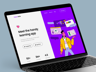 Future Skills - Promotional landing page for the educational app clean education illustration landing page landing page design learning app minimal promo landing page promo website ui website design
