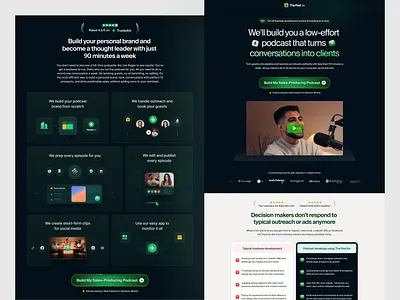 The Pod.fm | Organic Funnel For Podcast Agency agency ai b2b conversion conversiondesign interface landingpage marketing podcast service splittest startup ui ux web website