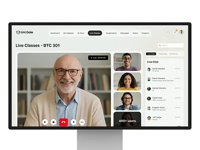 Uni Dale - An AI Powered University LMS 3d animation app branding dashbaord design graphic design illustration logo product design saas typography ui ux vector