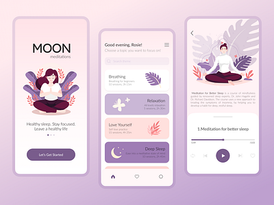 Meditation and Relaxing App app meditation mobile mobileapp relaxation ui uxui