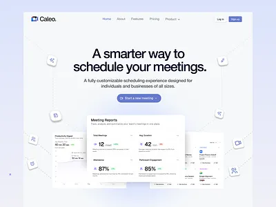 Meeting Scheduling SaaS Website UI Design | Productivity & Calen 3d animation branding design figma graphic design illustration logo motion graphics typography ui ux vector